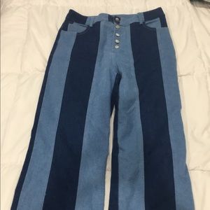 Striped high waisted jeans